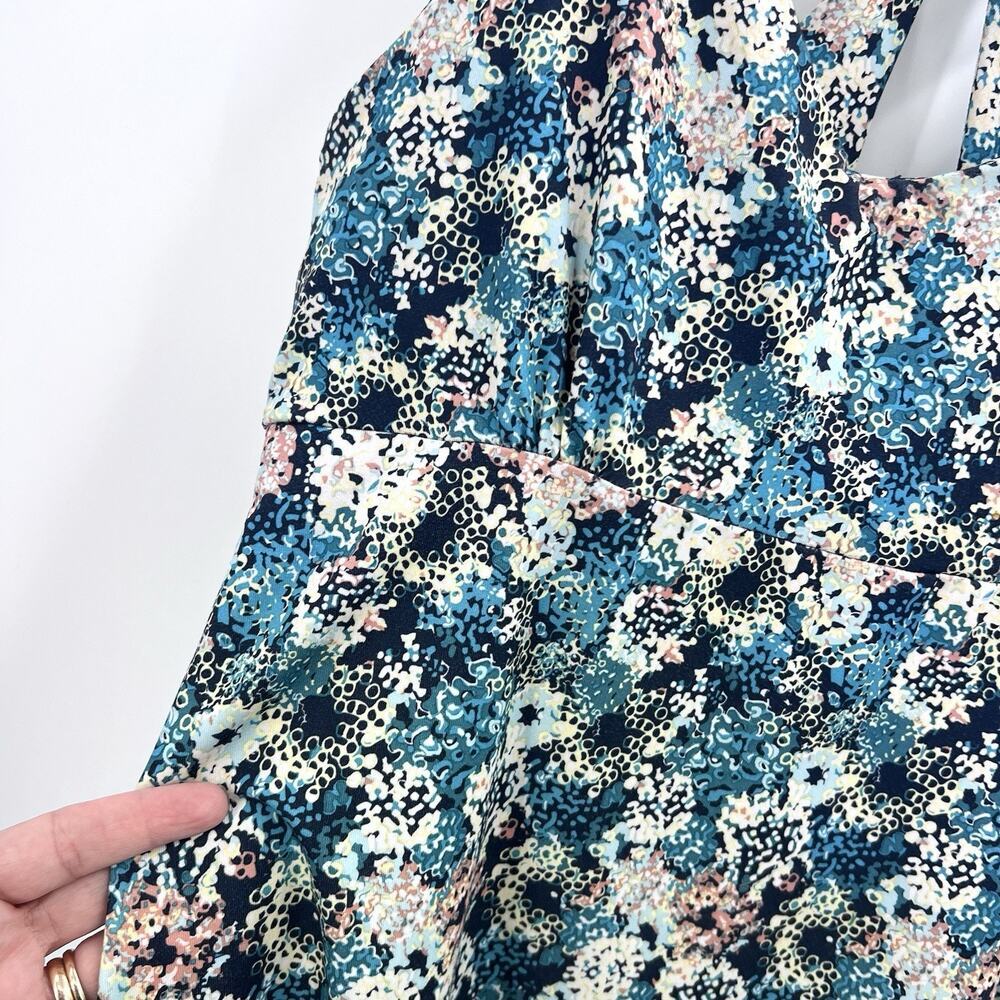 Patagonia Magnolia Spring Blue Black Floral Twist Back Dress Womens Large - Picture 4 of 8